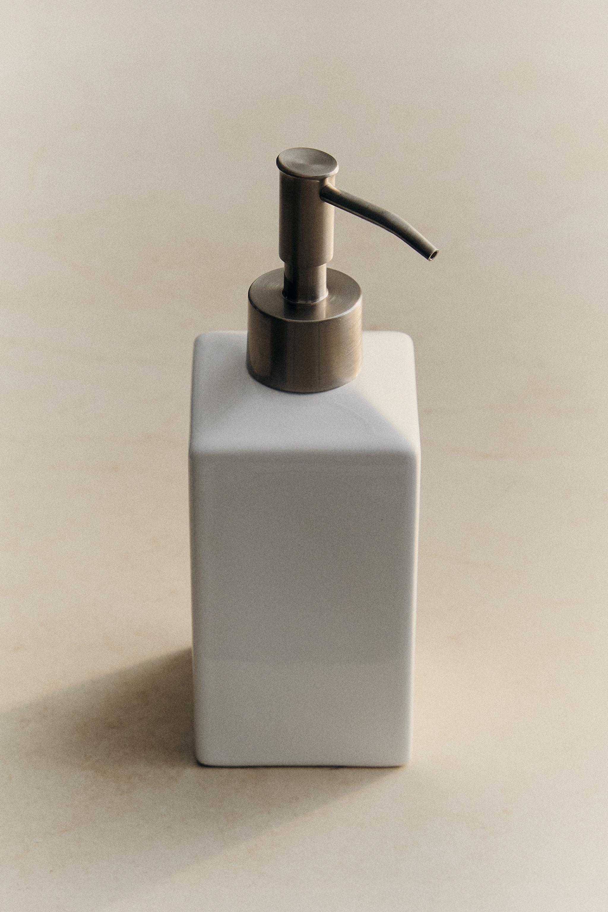 WHITE EARTHENWARE SOAP DISPENSER